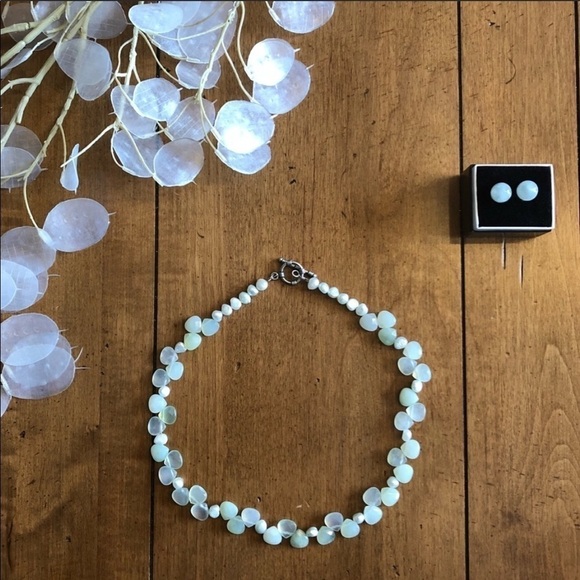 Quartz and Cultured Pearl Necklace w Earrings Set Elegant Timeless Jewelry - Picture 1 of 6